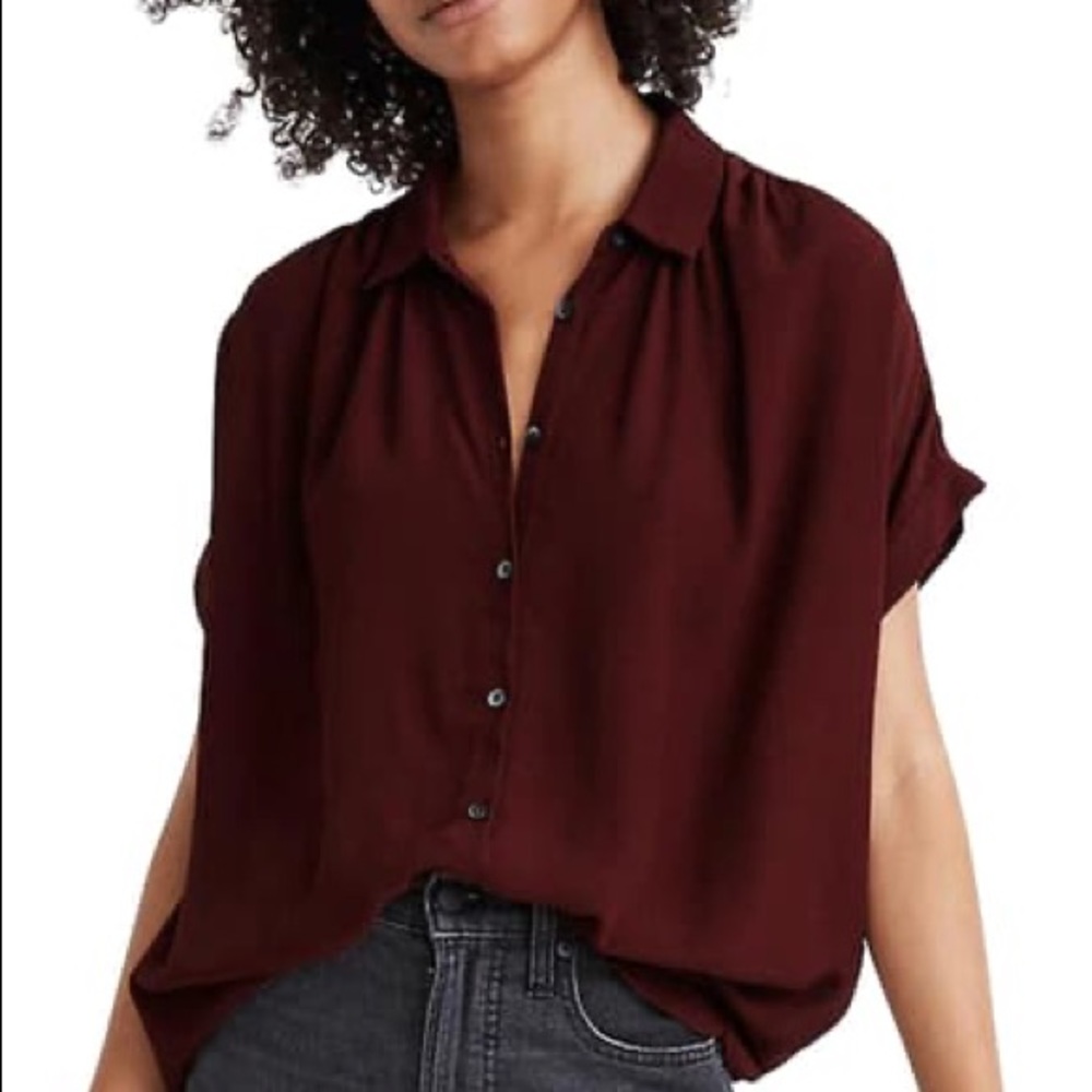 Madewell Central Drapey Shirt Maroon XS NWT